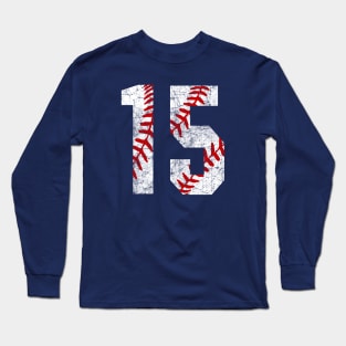 Vintage #15 Baseball Laces Baseball Mom Jersey Love Baseball T-shirt Long Sleeve T-Shirt